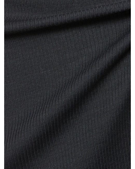 Y. Project Black Ribbed Knit Invisible Straps Long Dress