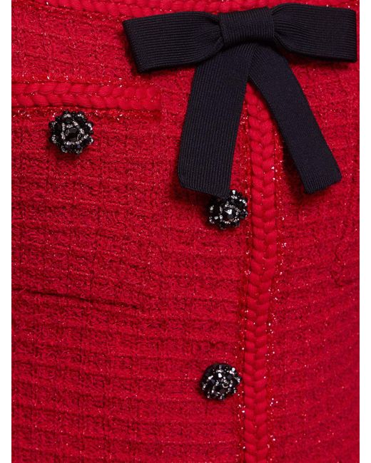 Self-Portrait Red Knit Mini Dress W/bow