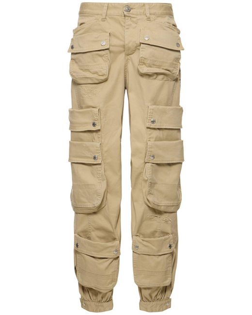 Pantalon cargo en drill de coton taille mi-haute DSquared² en coloris Natural