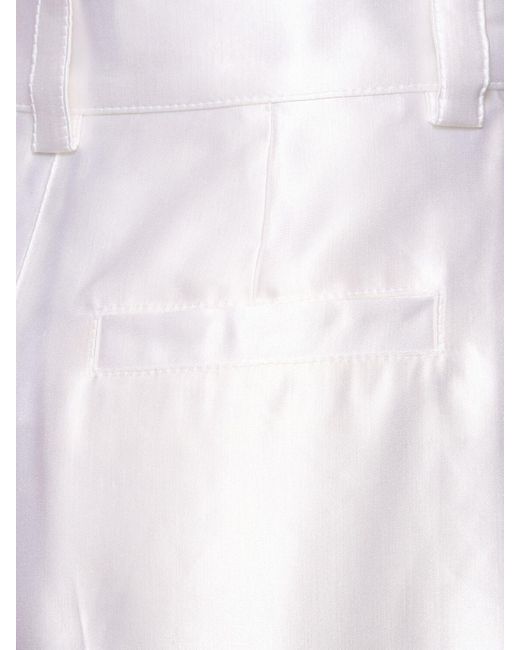 Giorgio Armani White Linen & Silk High Rise Straight Pants