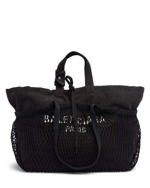 Balenciaga Black Medium Totes Aus Canvas Und Fischernetz "24/ 7"