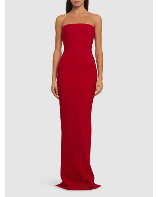 Monot Red Zoey Strapless Crepe Long Dress