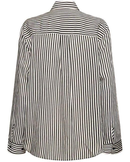 Matteau Gray Striped Silk Blend Classic Shirt