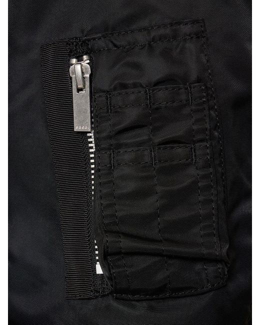 Sacai Black Pleated Nylon Twill Zip Jacket