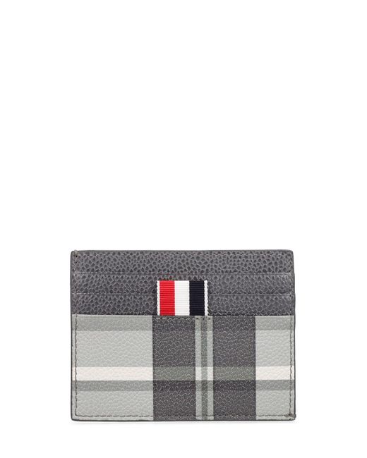 Thom Browne Gray Single Leather Card Holder for men