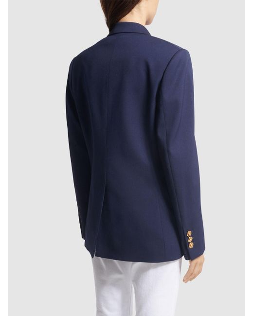 Veste en laine stretch à double boutonnage Versace en coloris Blue