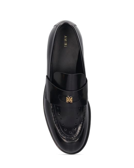 Amiri Black Logo Leather Loafers for men