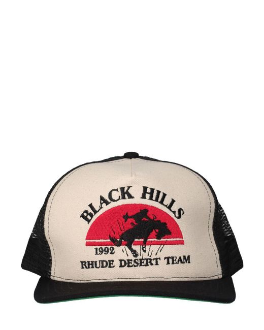 Rhude Black Hills Canvas Trucker Hat in Red for Men | Lyst