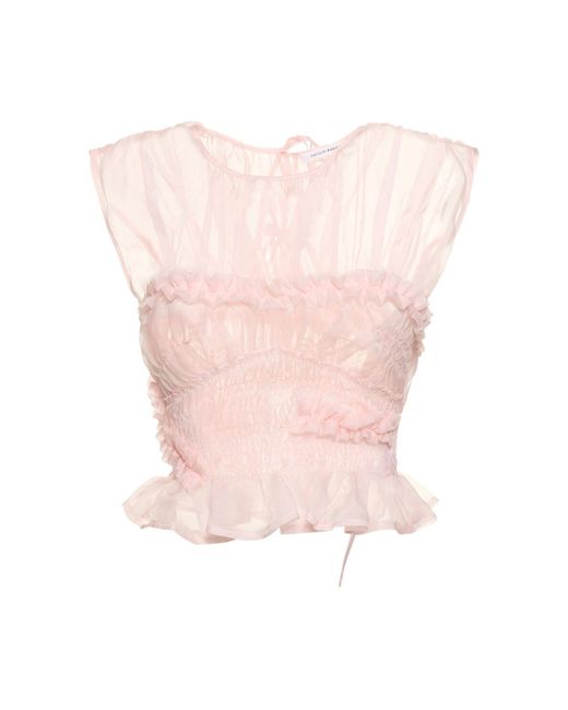 CECILIE BAHNSEN Pink Uphi Silk Organza Embroidered Top