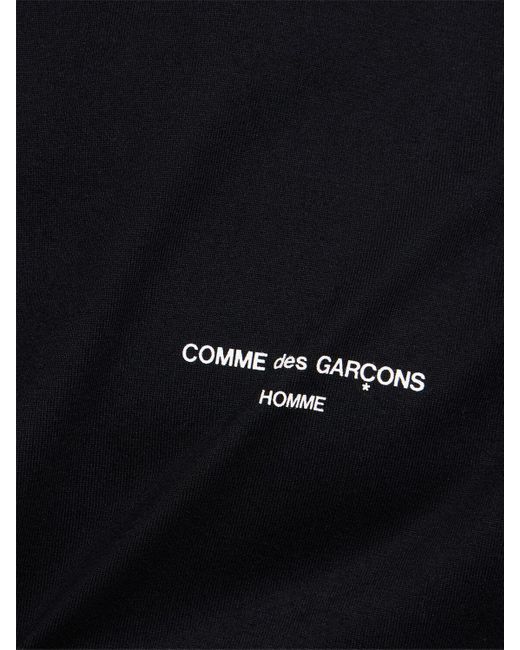 Camiseta de algodón estampado con logo Comme des Garçons de hombre de color Black