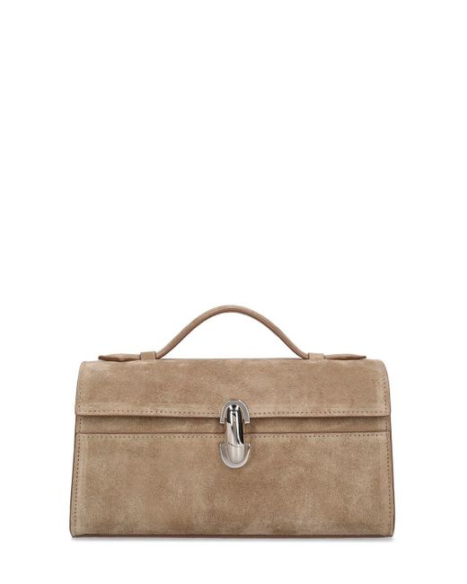 SAVETTE Natural The Symmetry Suede Top Handle Bag