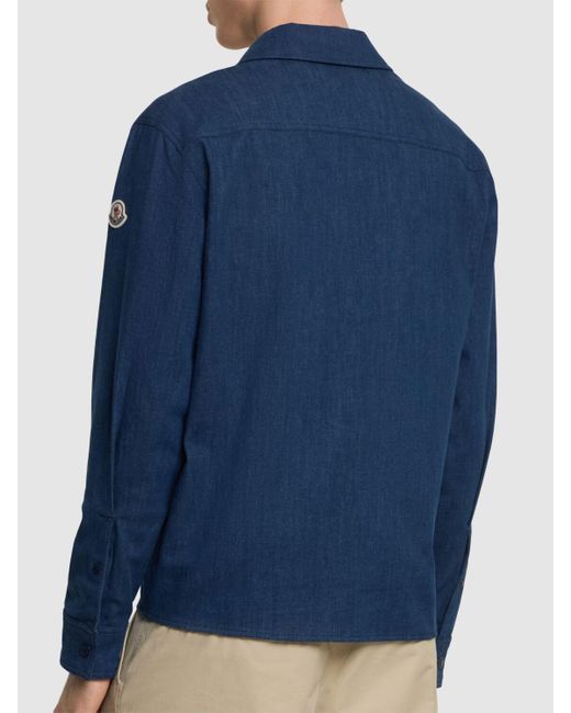 Hombre Camisa De Algodón Con Cremallera Moncler de hombre de color Blue