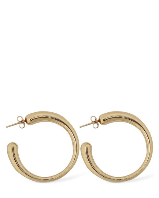 Saint Laurent Metallic Brass Hoop Earrings