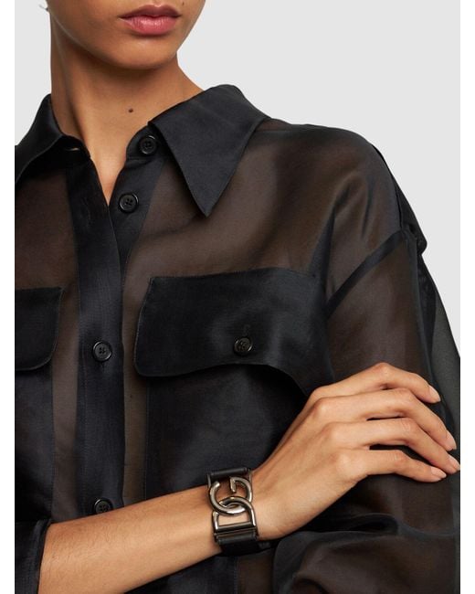 Dolce & Gabbana Gray Dg Logo Leather Belt Bracelet