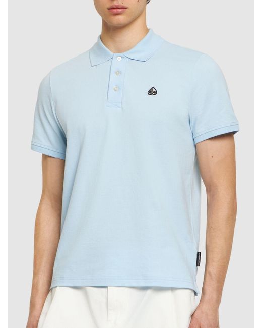 Moose Knuckles Blue Piqué Cotton Polo Shirt for men