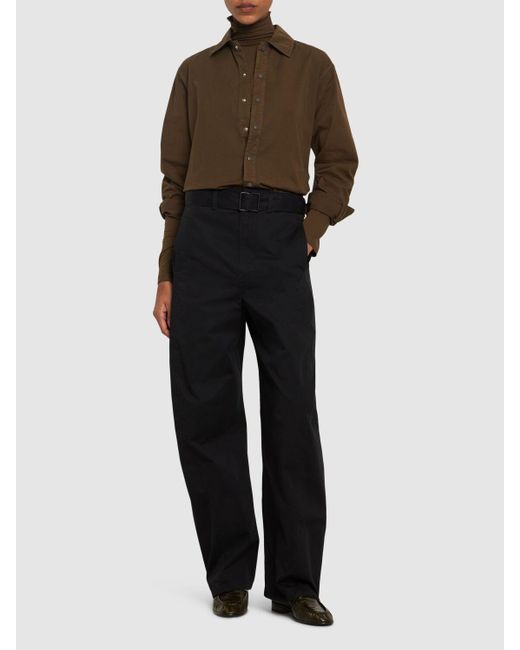 Lemaire Black Belted Cotton Twisted Pants