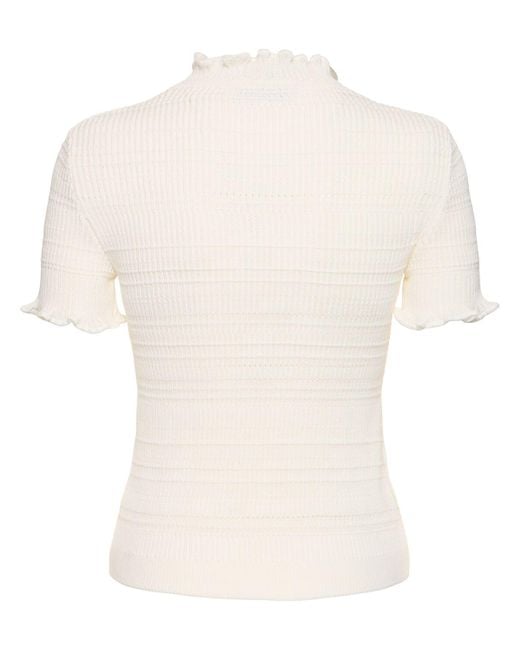 Lanvin White Tricoté Cotton Knit Top