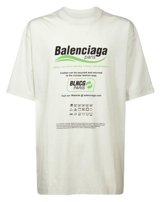 Camiseta De Algodón Con Logo Balenciaga de hombre de color Green