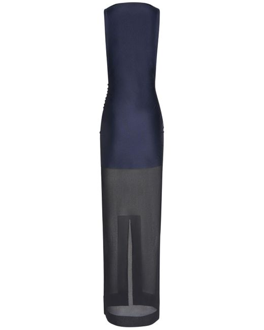 Jacquemus Blue Langes Kleid Aus Satin & Mesh "la Robe Banista"