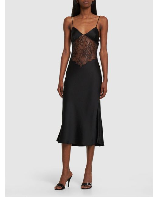 The Andamane Jessica Lace & Satin Midi Dress in Black | Lyst