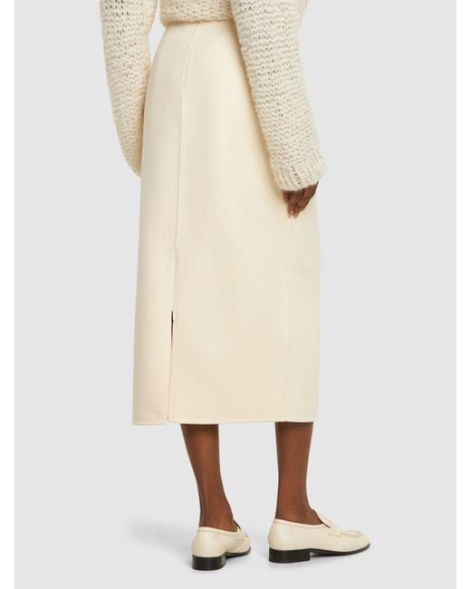 The Row Natural Bartellette Brushed Cashmere Midi Skirt