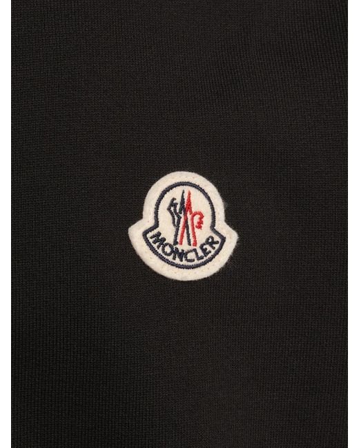 Felpa in cotone con patch logo di Moncler in Black da Uomo