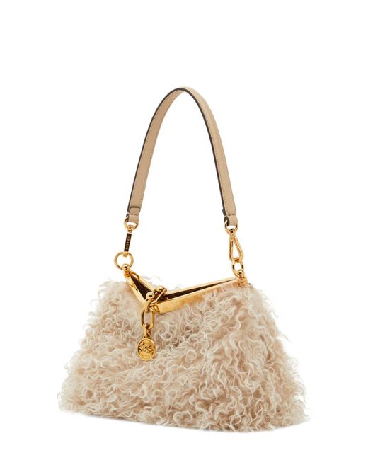 Etro White Kleine Schultertasche Aus Kunstpelz "vela"