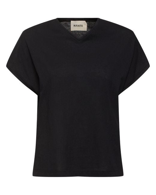 Mujer Camiseta De Jersey De Algodón Khaite de color Black