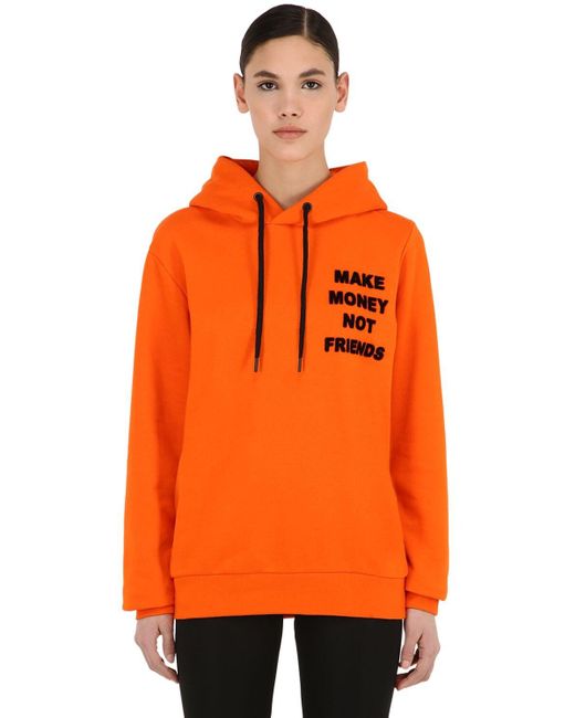 MAKE MONEY NOT FRIENDS Orange Kapuzensweatshirt Aus Baumwolle Mit Logodruck
