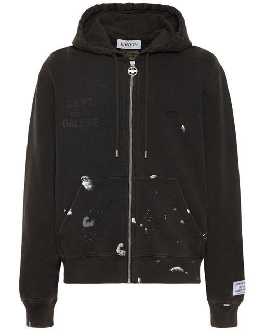 GALLERY DEPT X LANVIN Black Logo Hand Painted Washed Hoodie for men