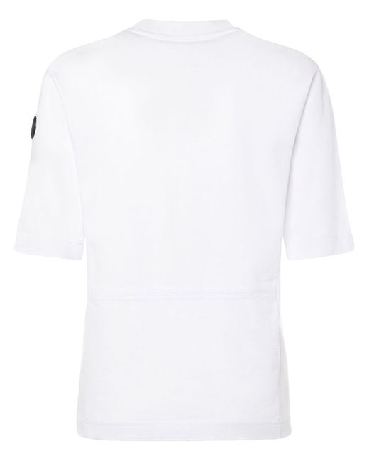 Moncler White T-shirt Aus Baumwolljersey Mit Geprägtem Logo