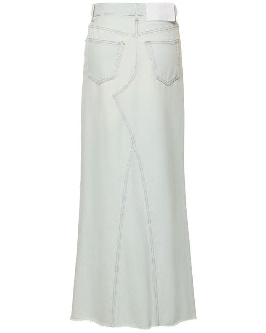 MM6 by Maison Martin Margiela White Cotton Denim Midi Skirt