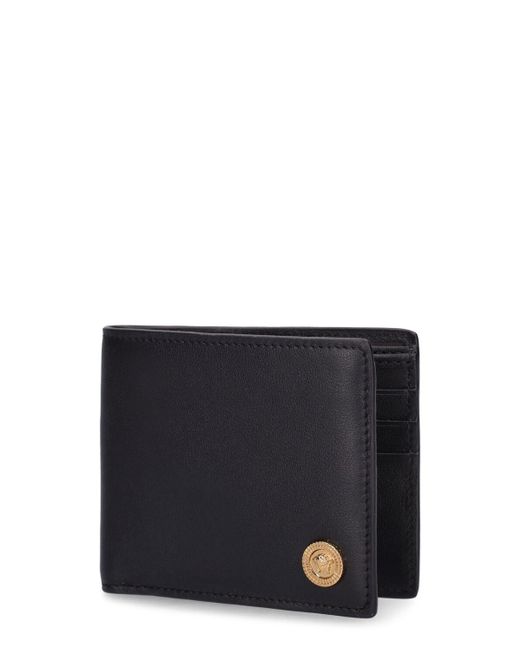 Versace Black Leather Logo Bifold Wallet for men
