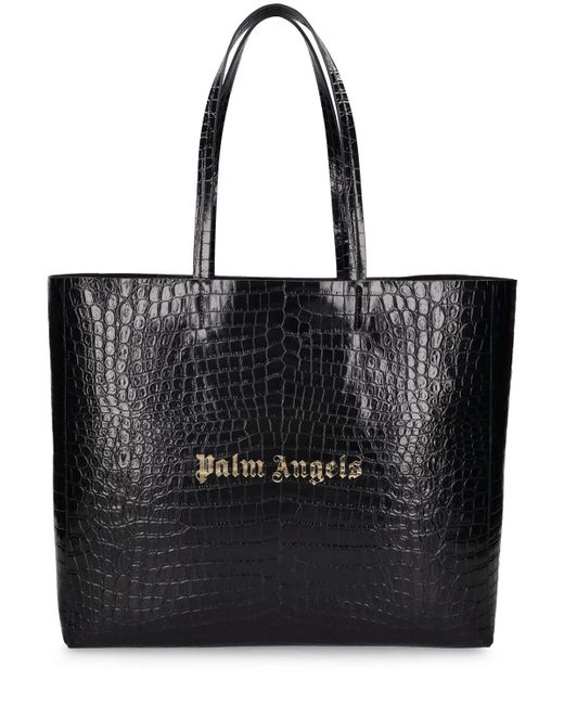 Palm Angels Black Handtasche mit Kroko-Effekt