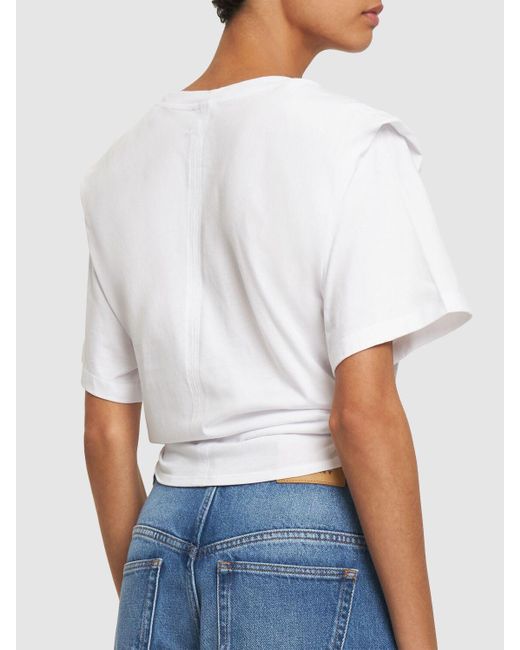 Isabel Marant White Zelikia Cotton Self-Tie T-Shirt