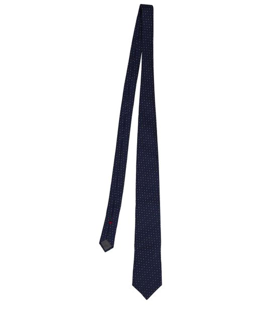 Brunello Cucinelli Blue Silk Micropois Tie for men