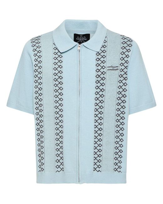 Unknown Blue Short Sleeve Knit Polo for men