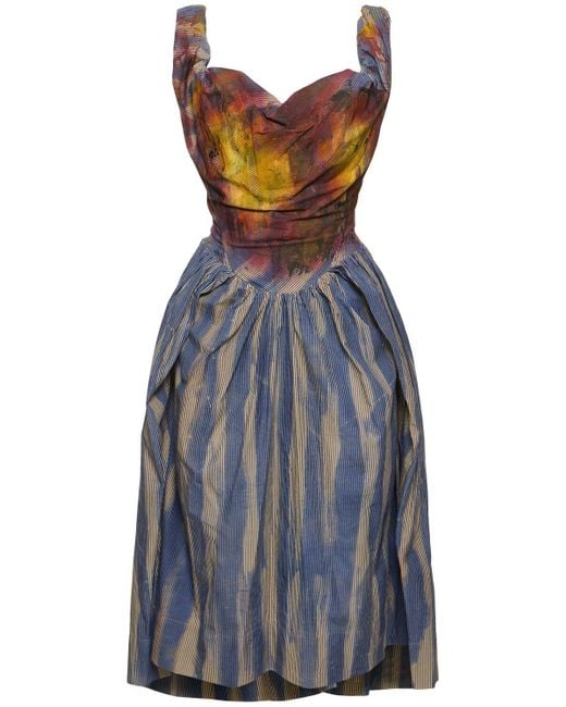 Robe en popeline de coton imprimé sunday Vivienne Westwood en coloris Blue
