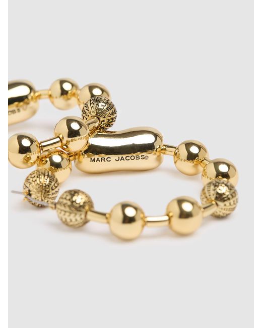 Marc Jacobs Metallic Monogram Ball Chain Hoop Earrings