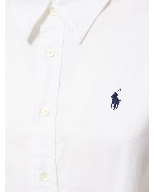 Polo Ralph Lauren White Midi-hemdkleid Aus Baumwolle "cory"