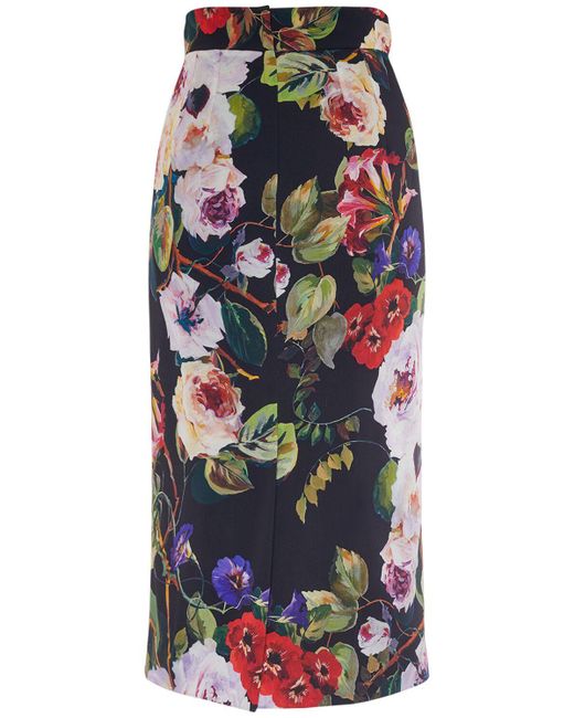 Dolce & Gabbana Multicolor Silk Blend Charmeuse Printed Midi Skirt