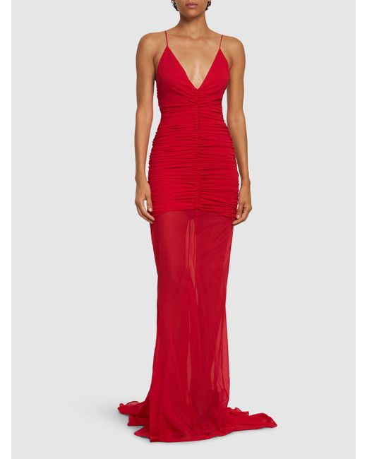 GIUSEPPE DI MORABITO Red Langes Kleid Aus Seidenchiffon