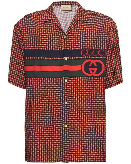 Gucci gg Silk Shirt in Red for Men | Lyst