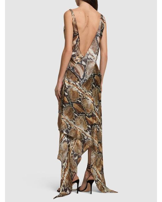 Roberto Cavalli シルクシフォンサテンロングドレス Natural