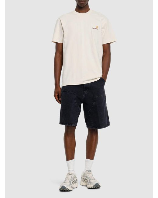 メンズ Carhartt Double Knee コットンデニムハーフパンツ Blue