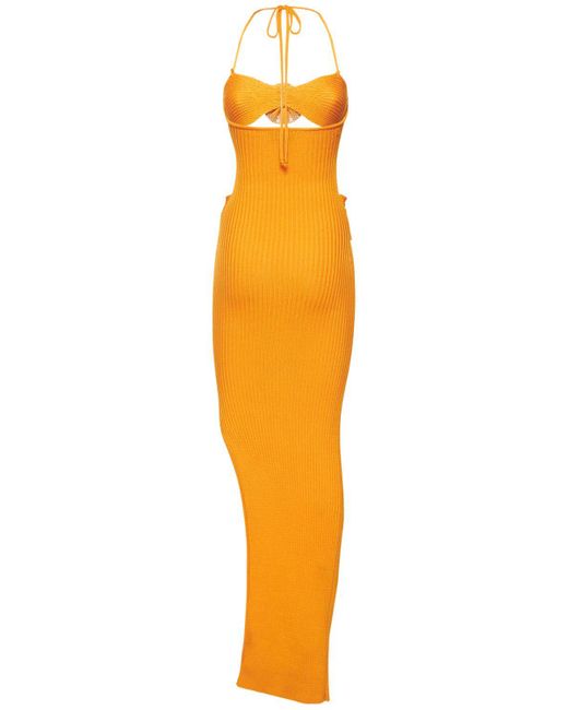 Vestido largo de algodón elástico GIUSEPPE DI MORABITO de color Orange