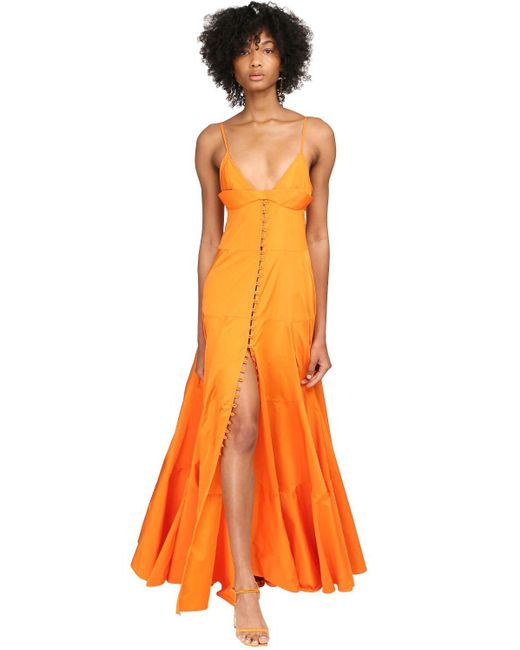 Jacquemus Long Taffeta Dress W/ Buttons 