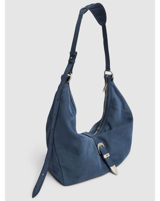 Marge Sherwood Belted Hobo Suede Shoulder Bag Unique in Blue