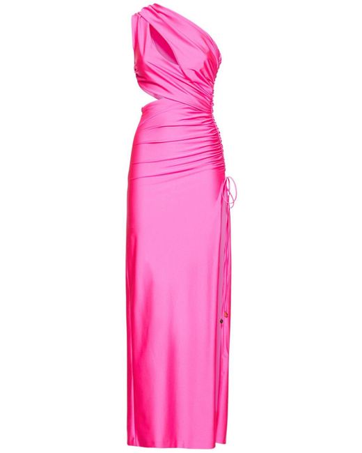 Dundas Pink Gala Draped Jersey Long Dress