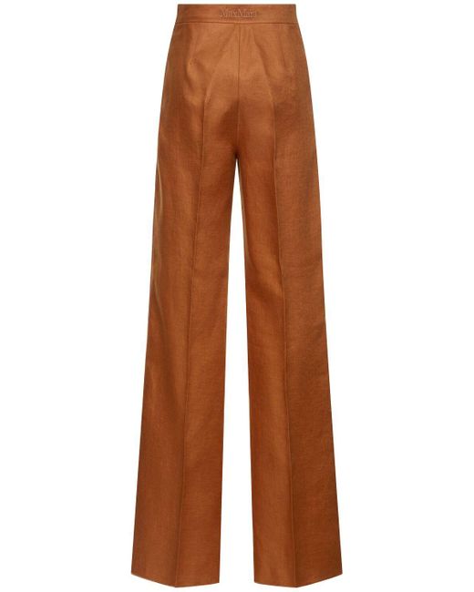 Pantalones anchos de lino Max Mara de color Brown